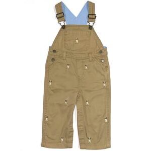 Greendog Baby Embroidered Dog Puppy Cotton Khaki Overalls Size 12M